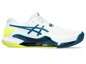 Men's Asics Gel-Resolution 9, White/Restful Teal, 12 D Medium