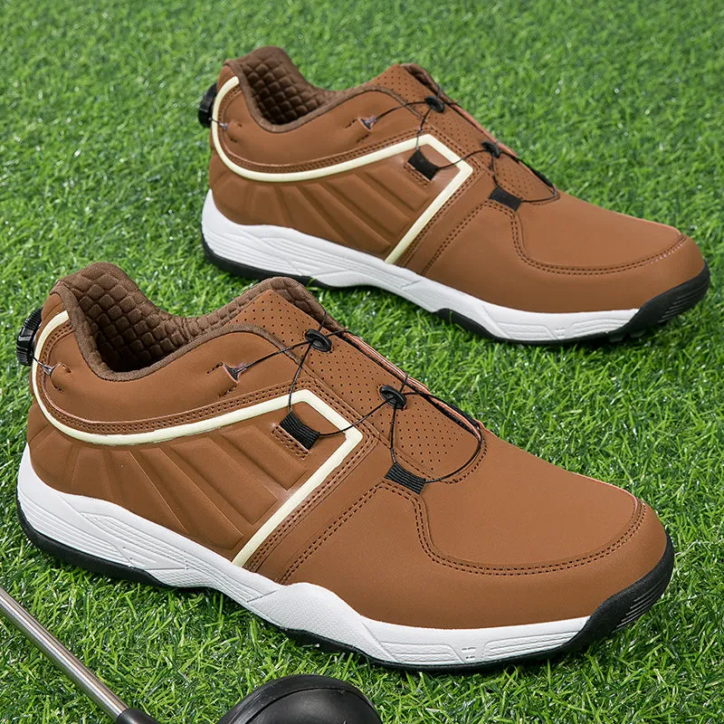 Men's Golf Shoes Quick Lacing Leather Golf Training Anti Slip Sneakers | G160