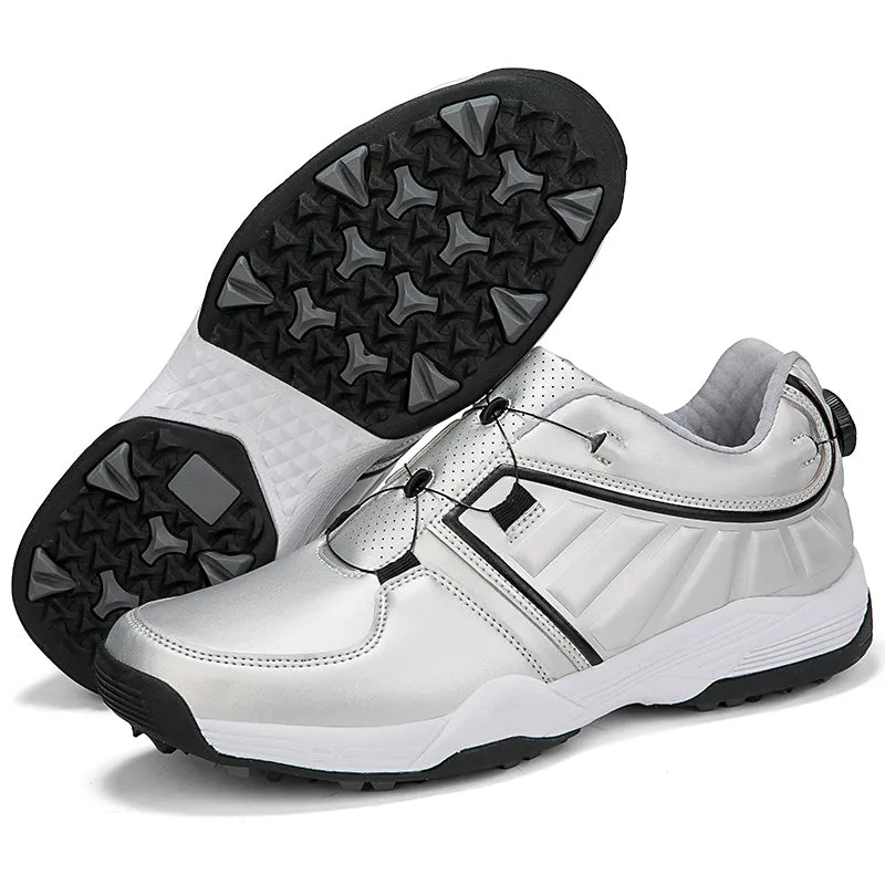 Men's Golf Shoes Quick Lacing Leather Golf Training Anti Slip Sneakers | G160