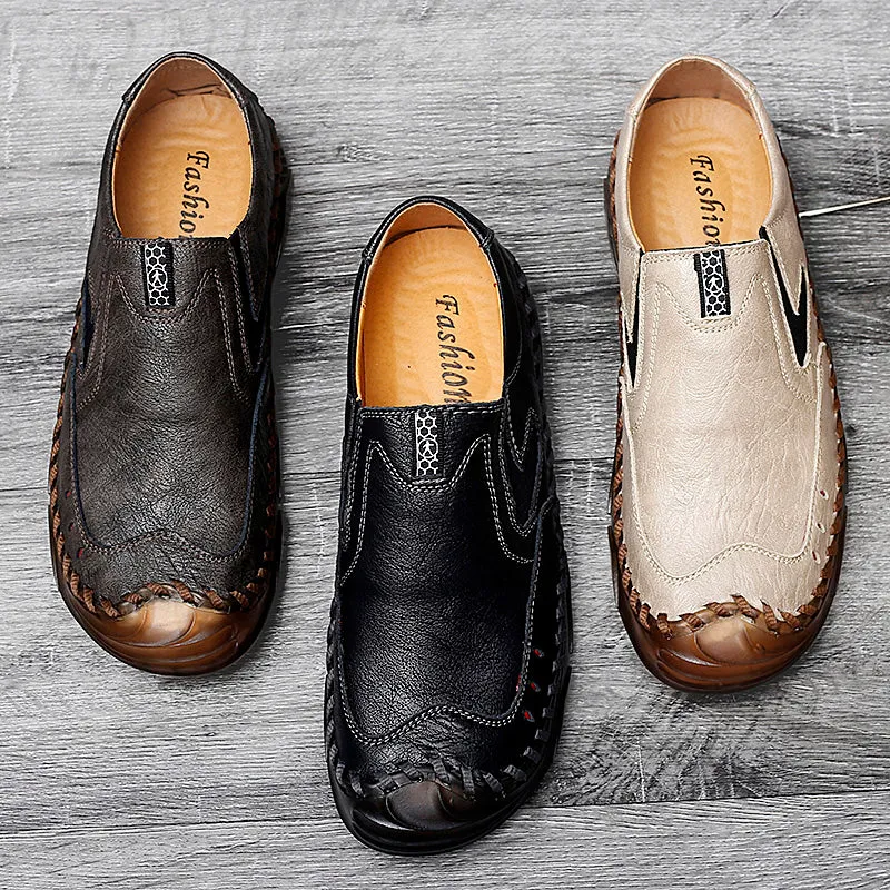 Men's Handmade Leather Loafers Breathable Casual Shoes Comfortable Soft inner Sole | 90555