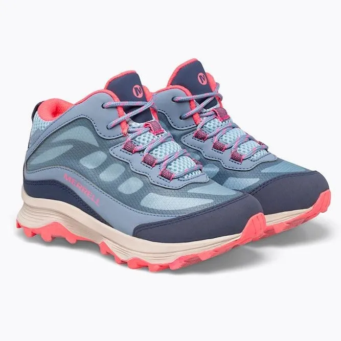 Merrell Dusty Blue/Coral Moab Speed Mid Waterproof Youth Hiker