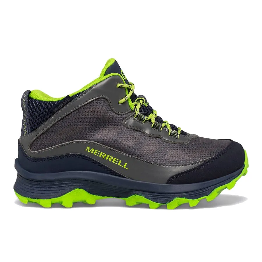 Merrell Kids' Moab Speed Mid Waterproof - Navy/Grey/Lime