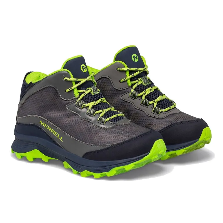 Merrell Kids' Moab Speed Mid Waterproof - Navy/Grey/Lime