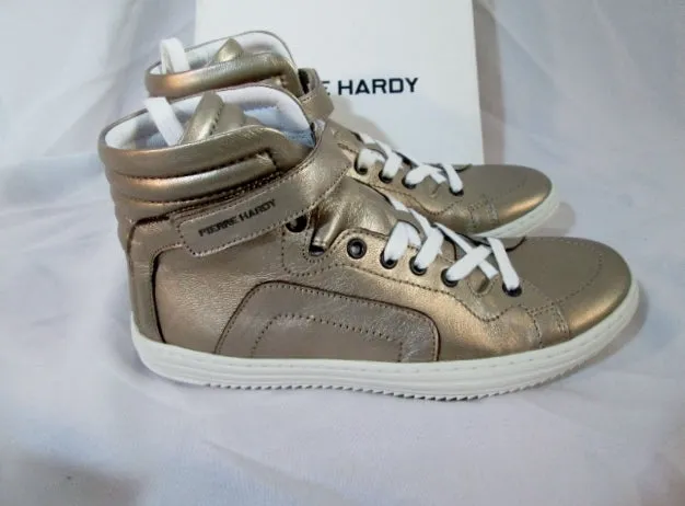 NEW Womens PIERRE HARDY GOLD GRAIN CALF Sneaker TRAINER Shoe 36 6 Sport