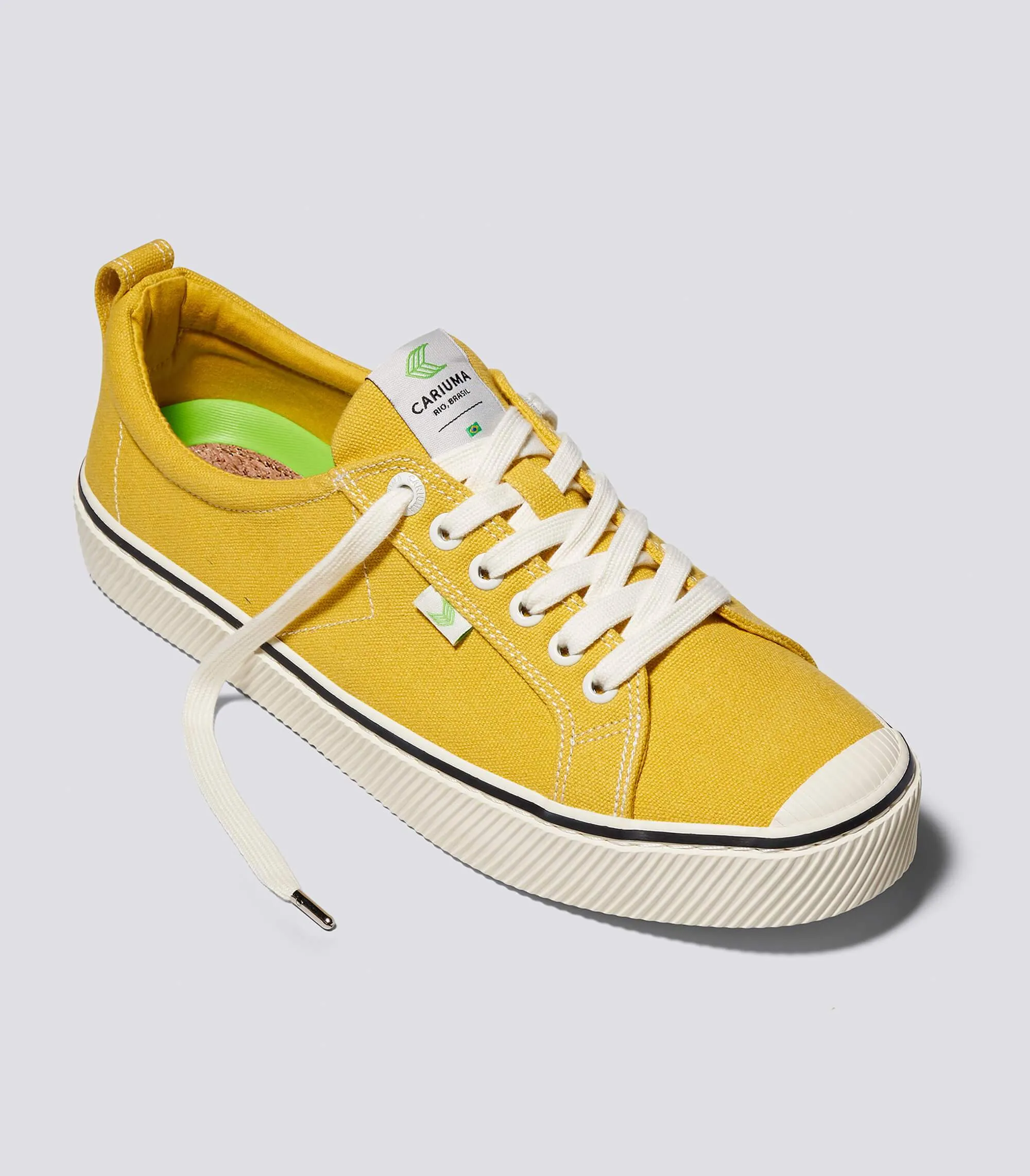 OCA Low Stripe Spice Yellow Canvas Contrast Thread Sneaker Men