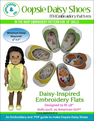 Oopsie Daisy Shoes ITH Embroidery Patterns for 18" Dolls