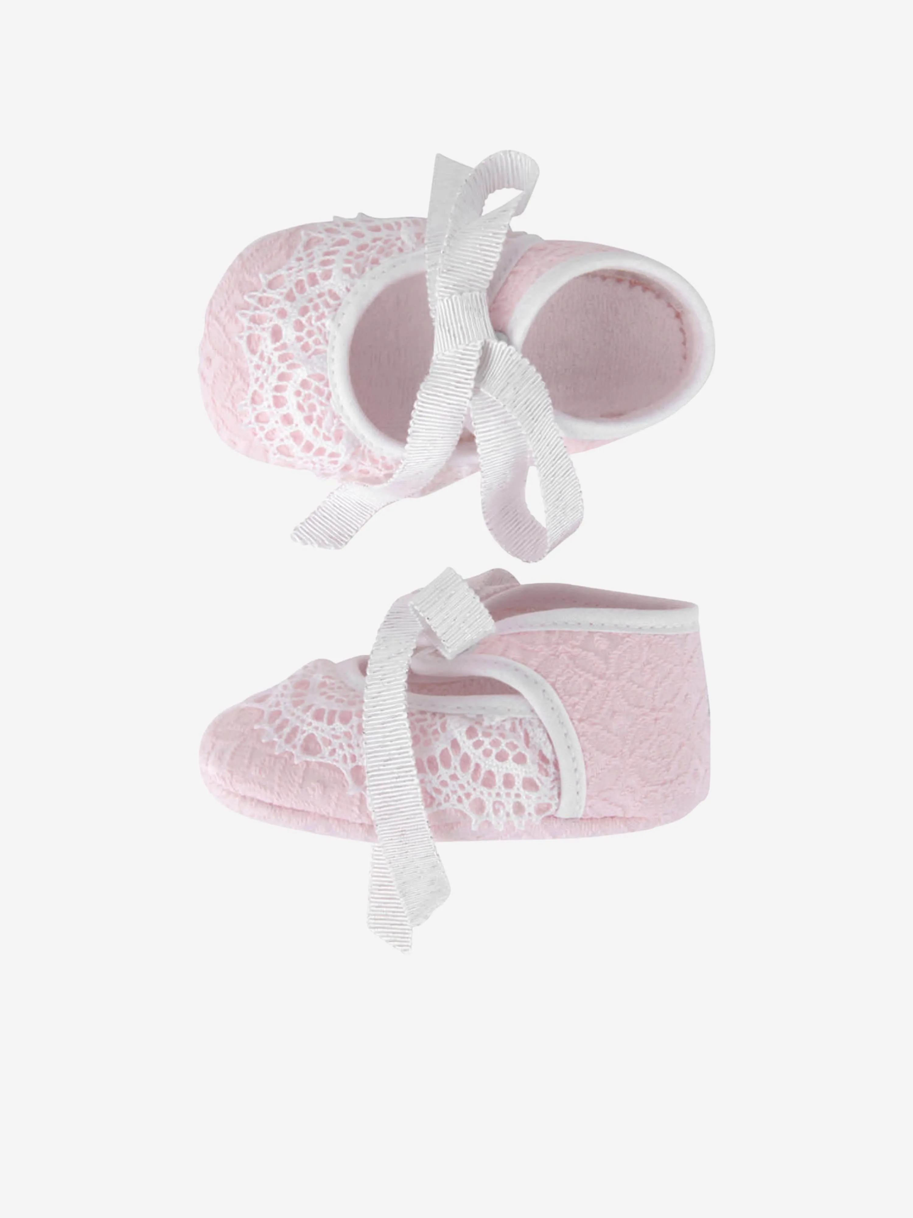 Paz Rodriguez Baby Girls Cotton Lace Trim Pre-Walker Shoes