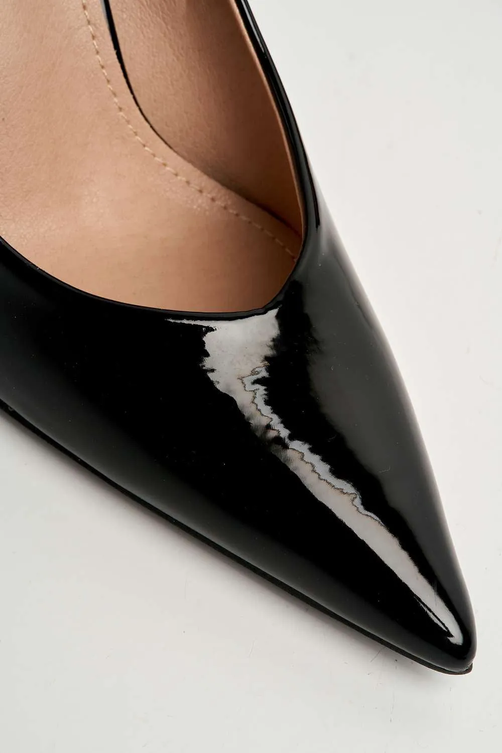 Poppie Pointed Toe Court Shoes in Black Patent