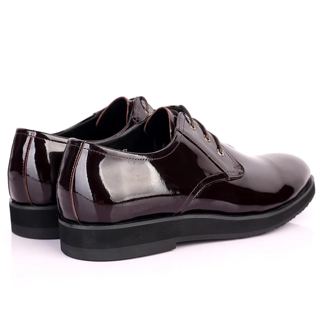 Prad Coffee Glossy Lace Up Men's Shoe