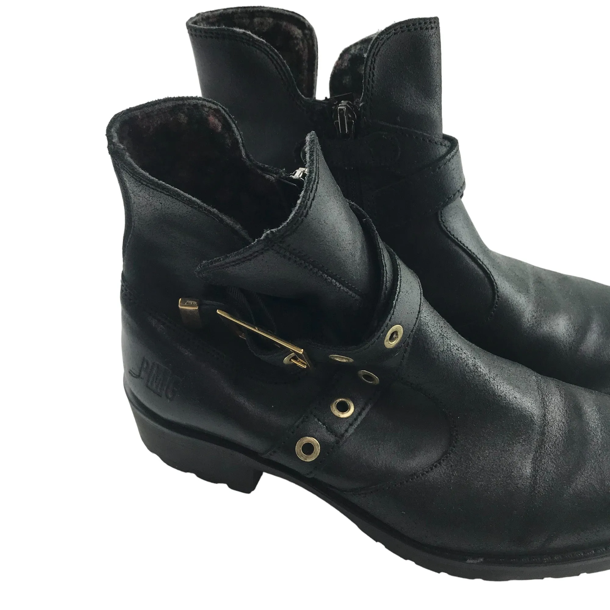 Primigi boots shoe size 5 black leather ankle boots with buckle details