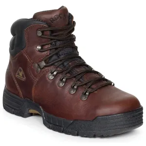 Rocky Mens Dark Brown Leather Mobilite Steel Toe Waterproof Work Boots