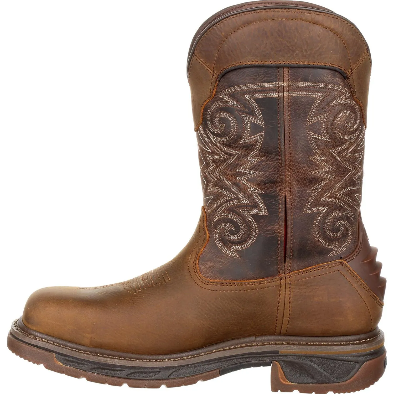 Rocky Mens Medium Chocolate Leather Iron Skull CT WP Work Boots