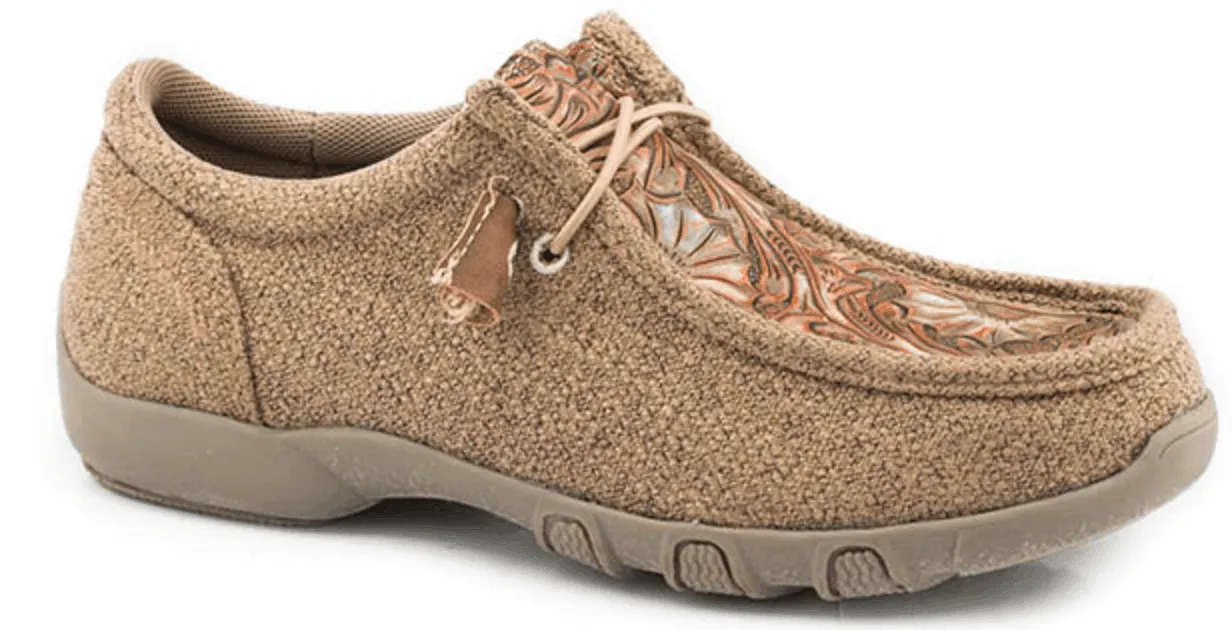 Roper Women's Chillin Tan Embossed Floral Moc Casual Shoe 1791-2999