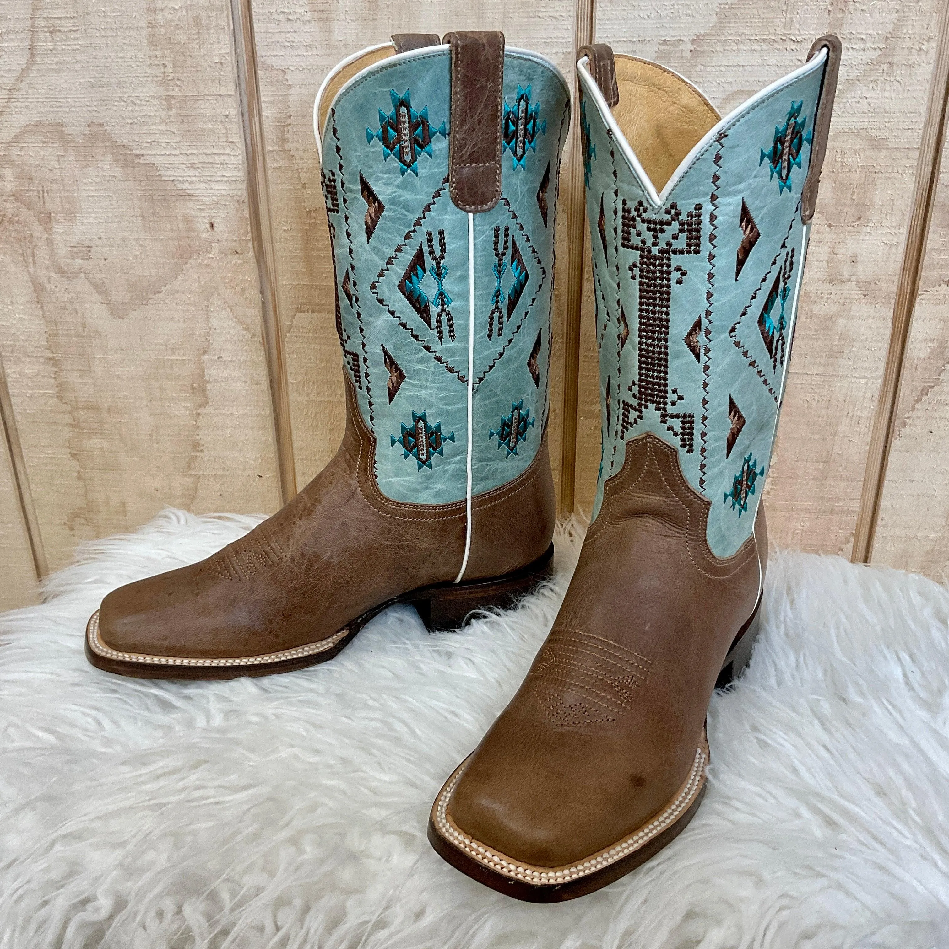 Roper Women's Out West Square Toe Brown Cowgirl Boots 7016-8381