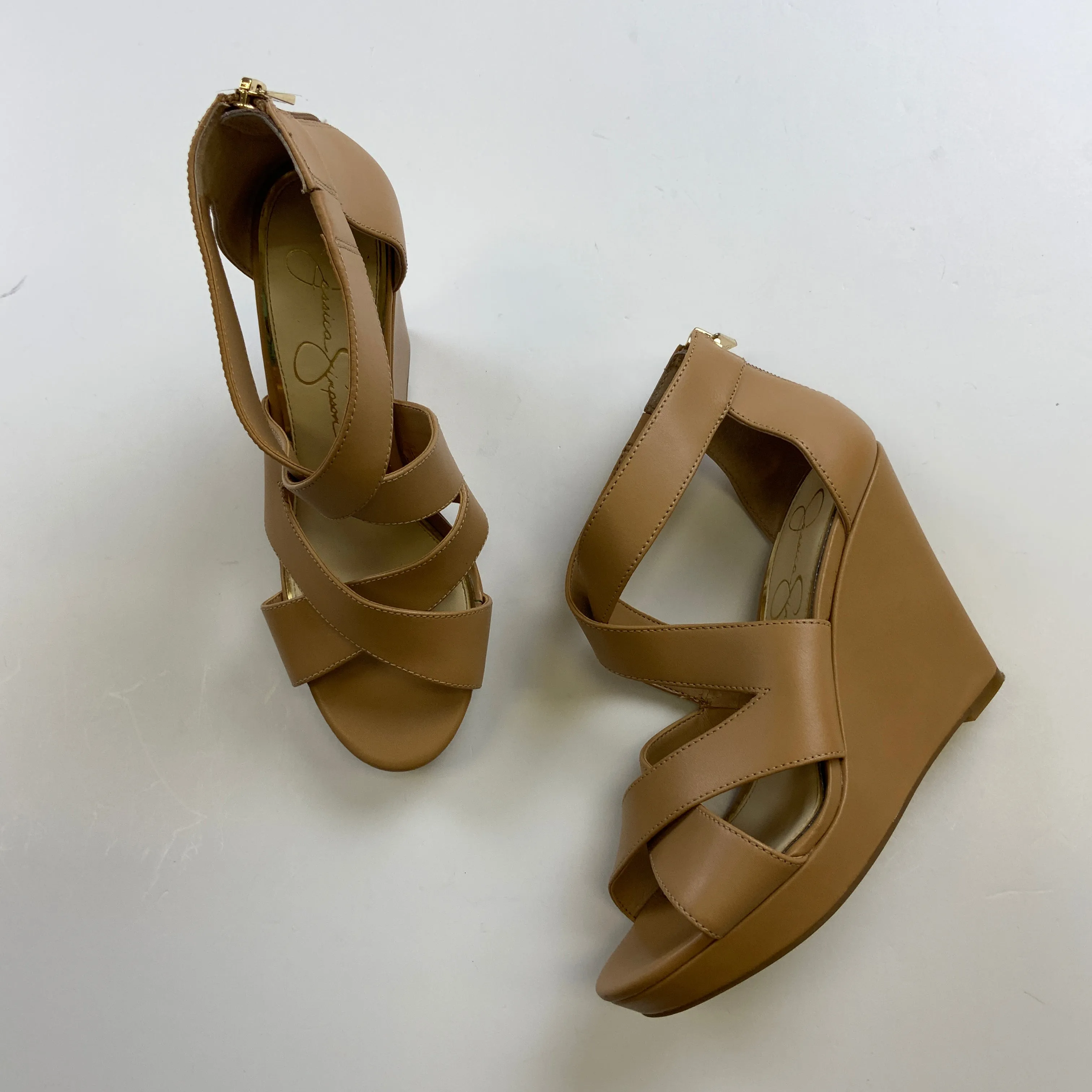 Sandals Heels Wedge By Jessica Simpson In Tan, Size: 7.5