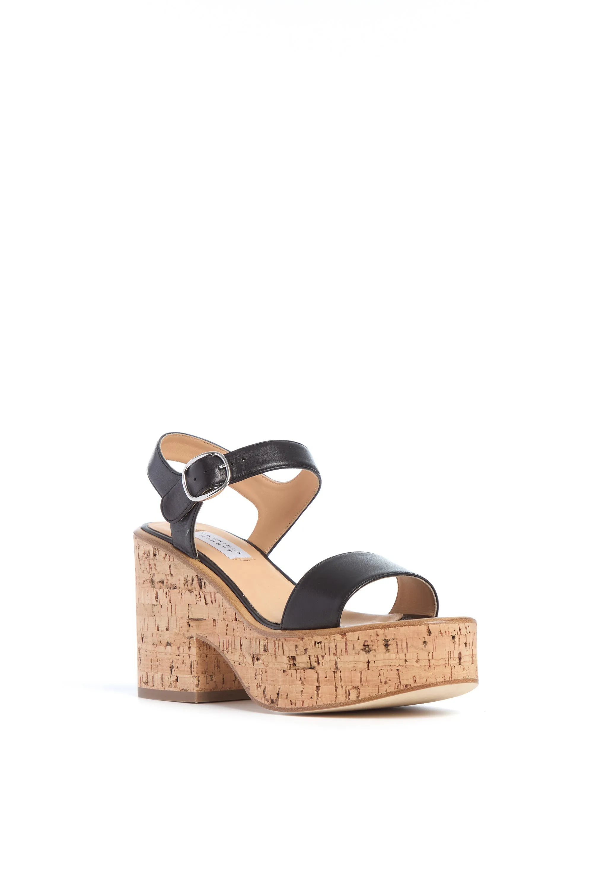 Sardis Platform Sandal in Black Nappa Leather