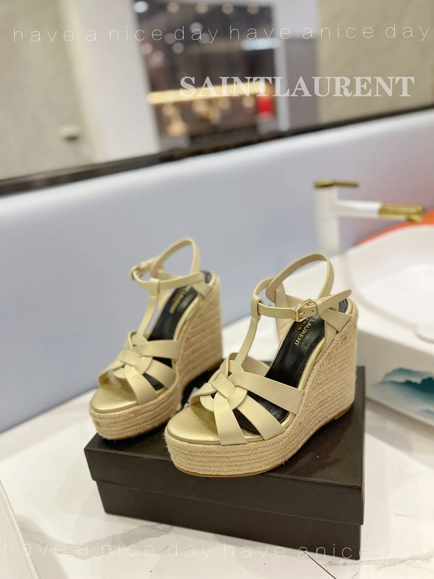 SE1325 YSK Tribute Espadrilles Wedge in Smooth Leather / Size5-10