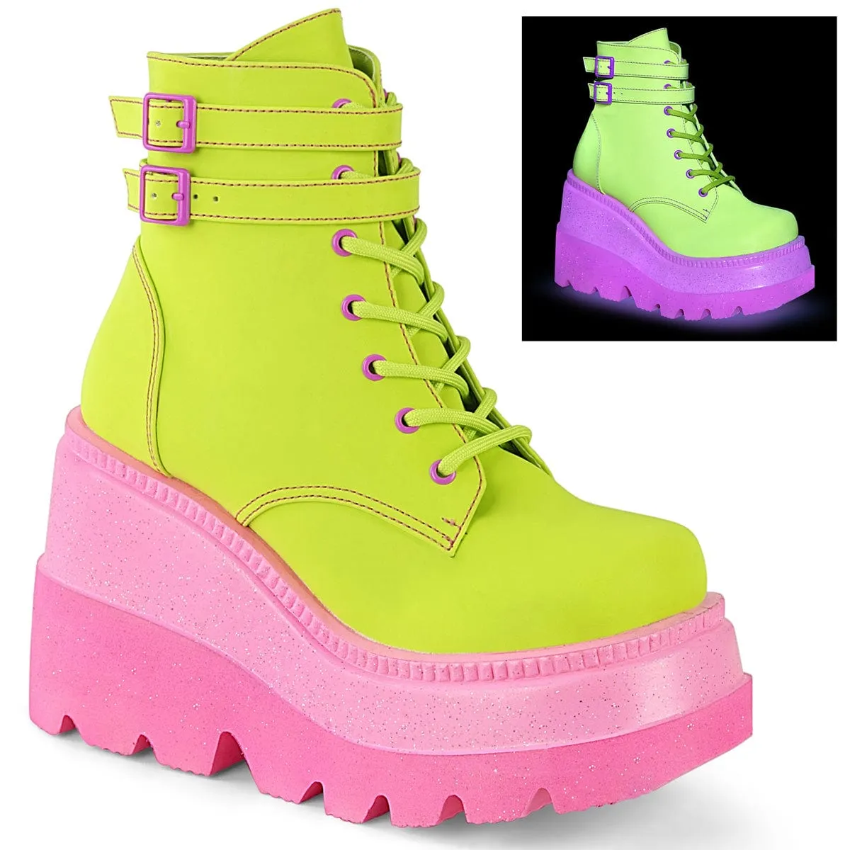 SHAKER-52 Lime Reflective Vegan Leather/Pink