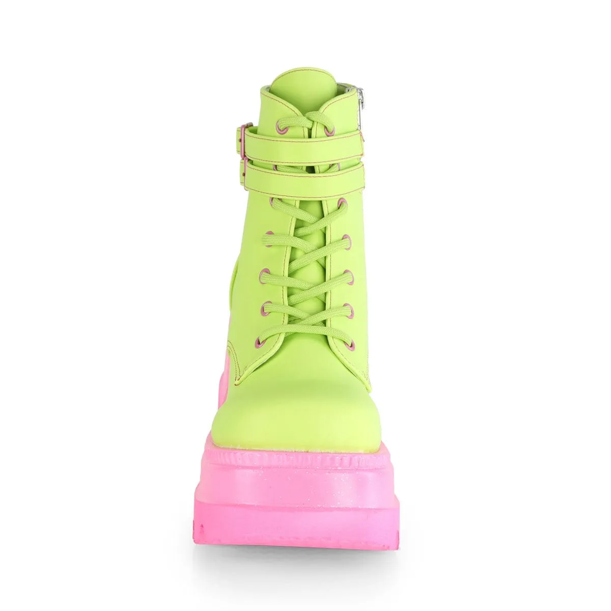 SHAKER-52 Lime Reflective Vegan Leather/Pink