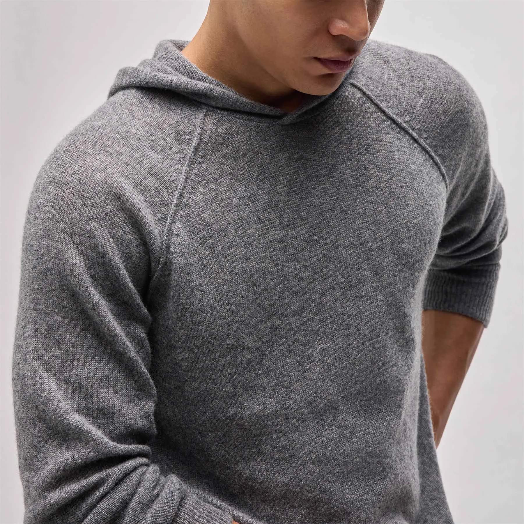 Soft Featherweight Cashmere Hoodie - Heather Grey