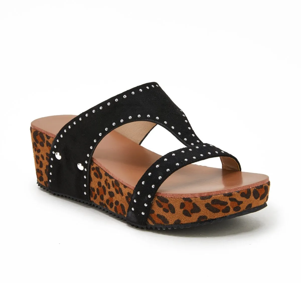 Sohiwoo  Imily Bela Women Leopard Printed Slip on Wedges Heel Gladiator Pumps Slide Sandals