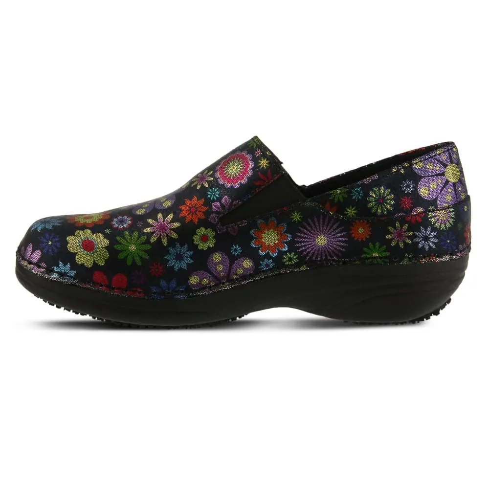 Spring Step Shoes Professional Manila Flpwr Women's Black Multi Slip On Shoes