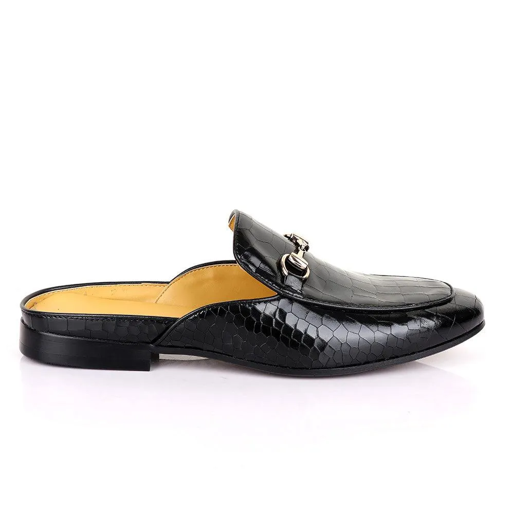 Terry Taylors Wet Croc Chain Mole Black Half Shoe