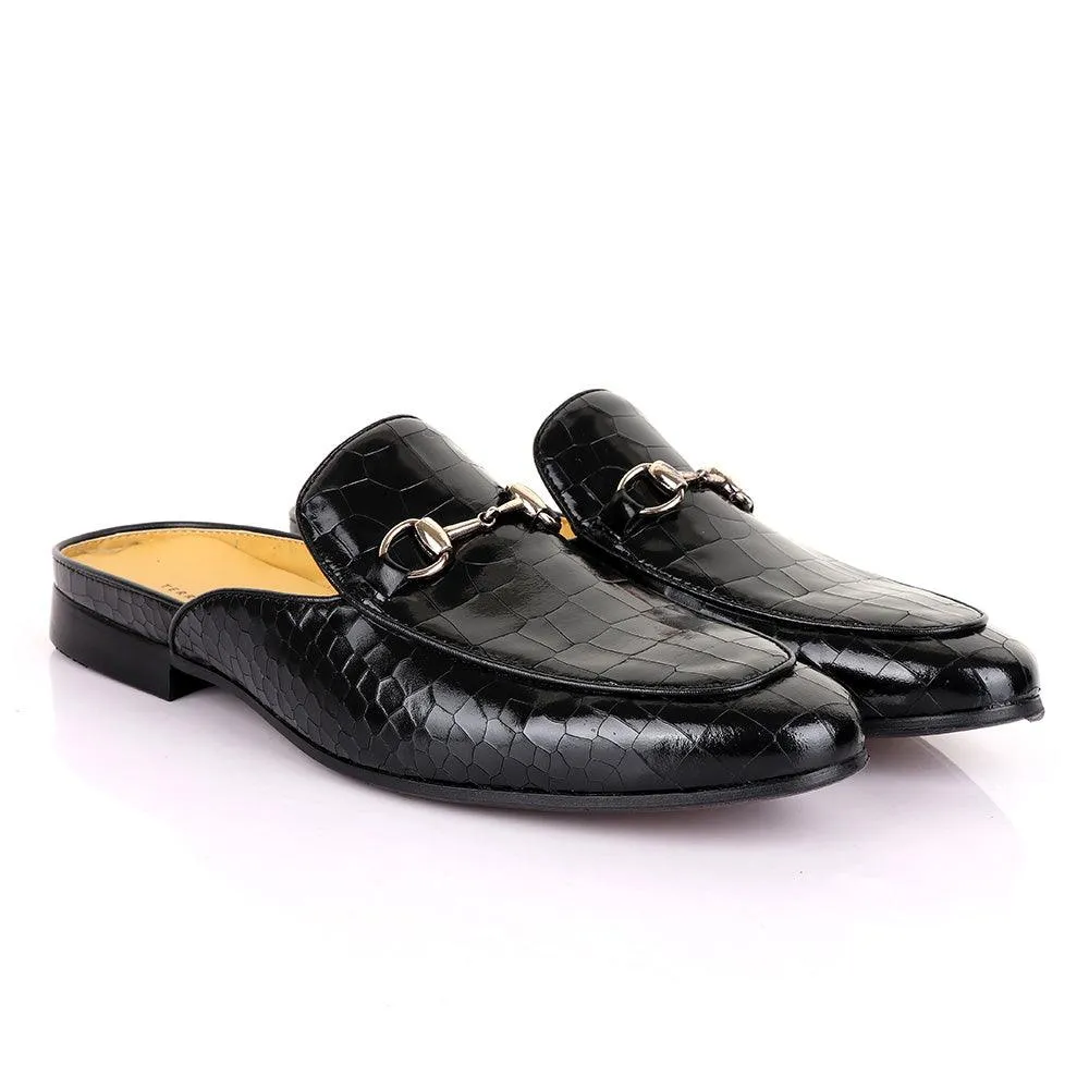 Terry Taylors Wet Croc Chain Mole Black Half Shoe