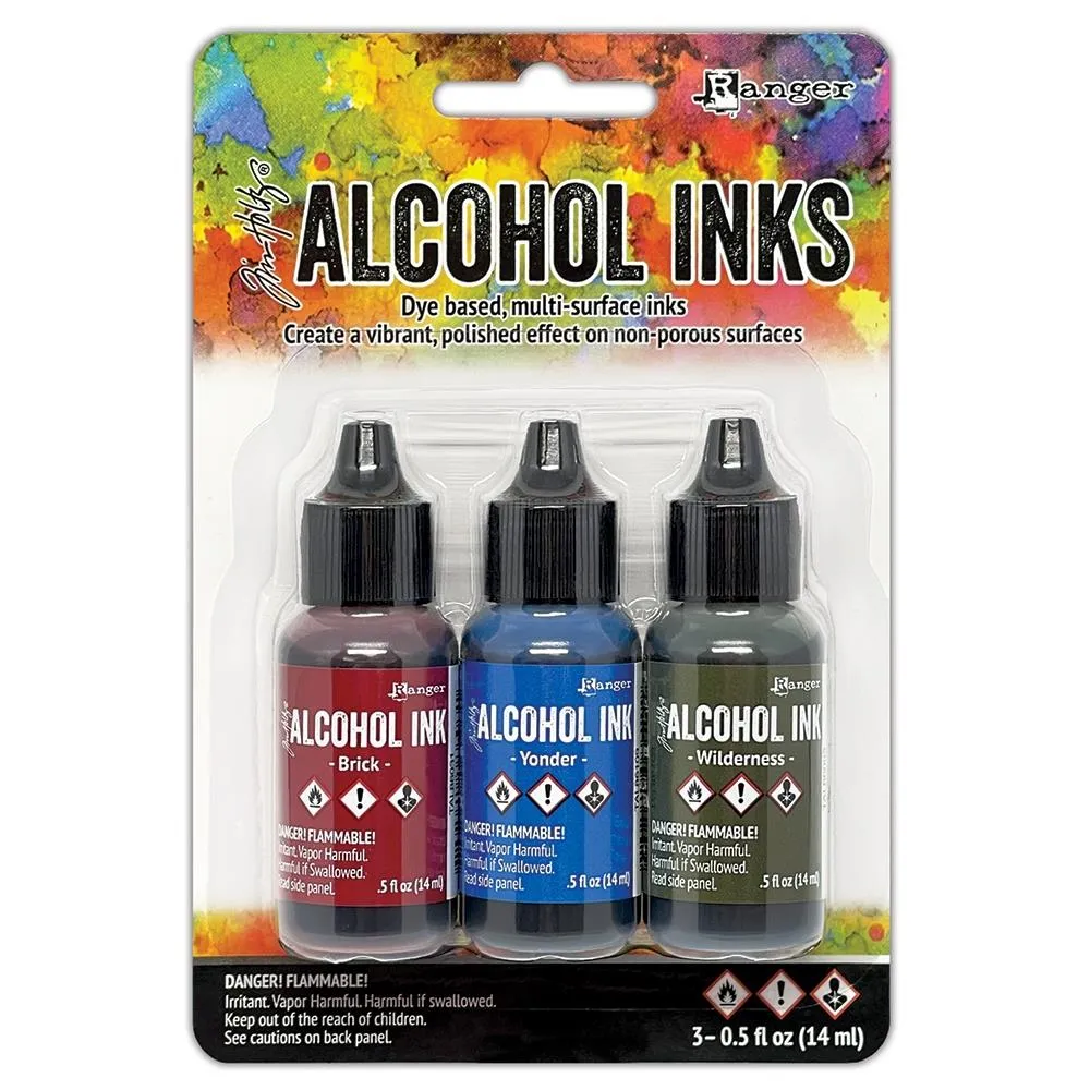 Tim Holtz Alcohol Ink .5oz 3/Pkg - Expedition-Brick/Yonder/Wilderness