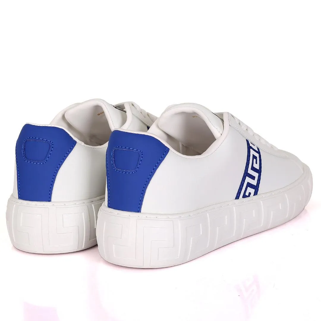 Vers Crested Belt Logo Designed White Sole Lace Up Sneakers