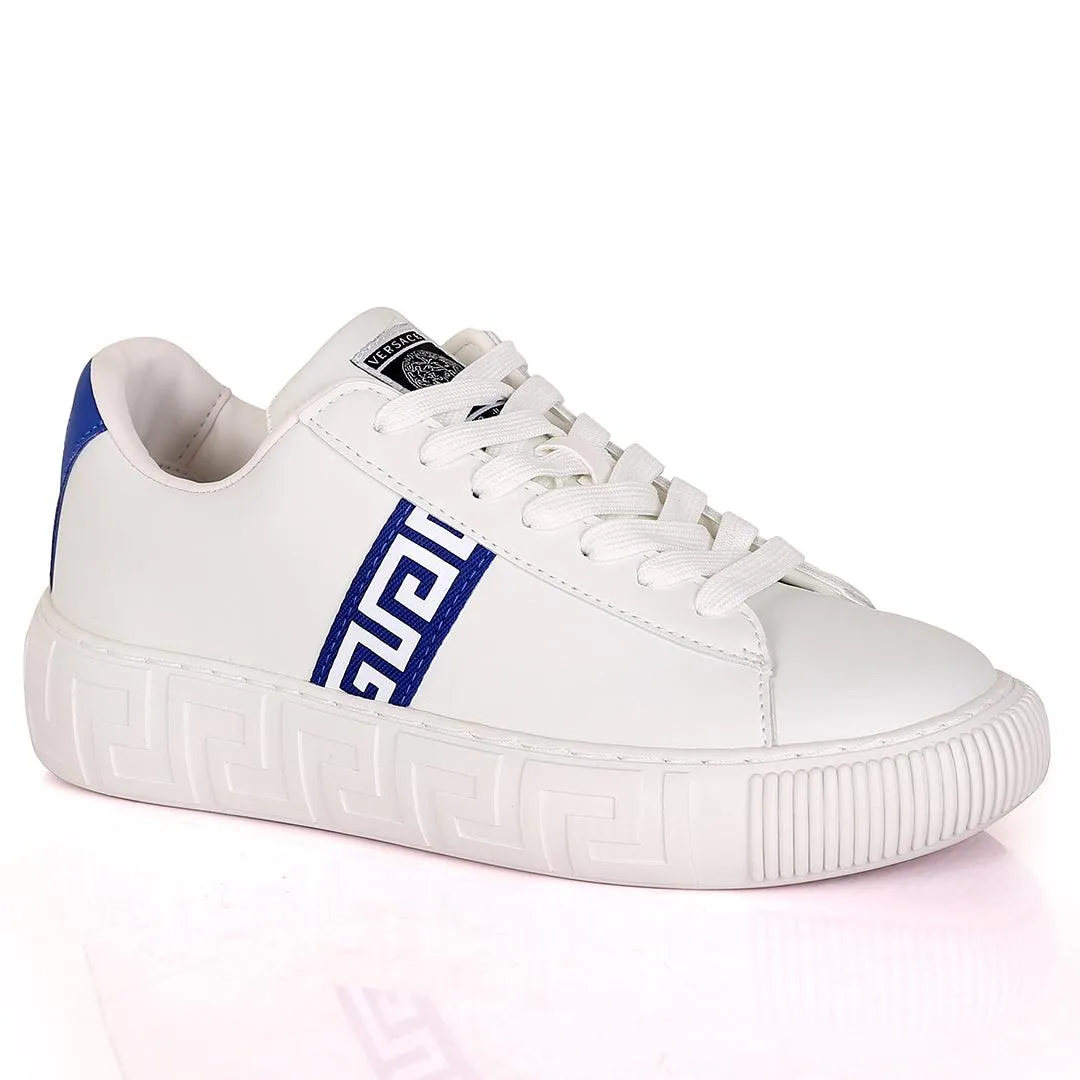 Vers Crested Belt Logo Designed White Sole Lace Up Sneakers