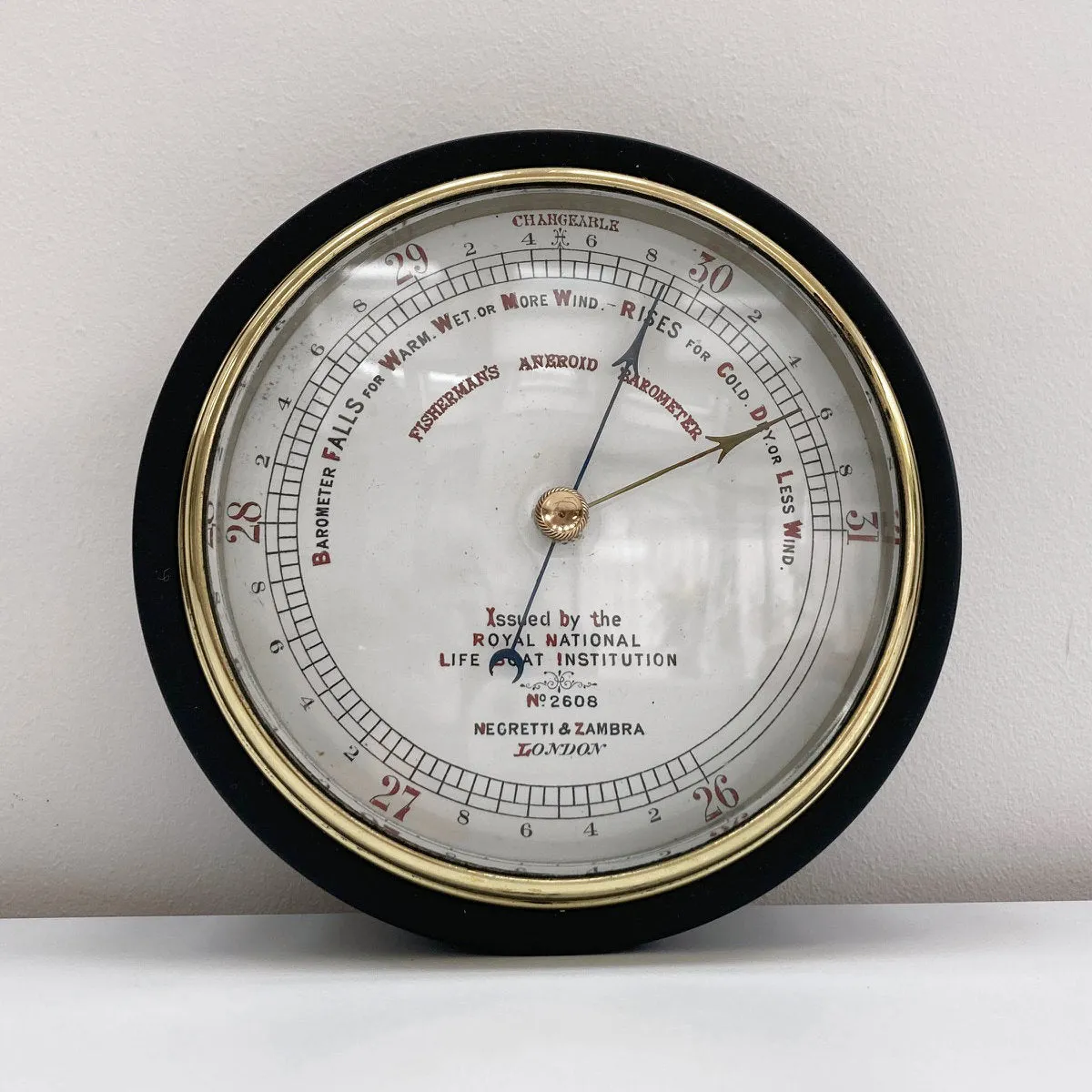 Victorian RNLI Fishermans Aneroid Barometer by Negretti & Zambra London - N0 2608