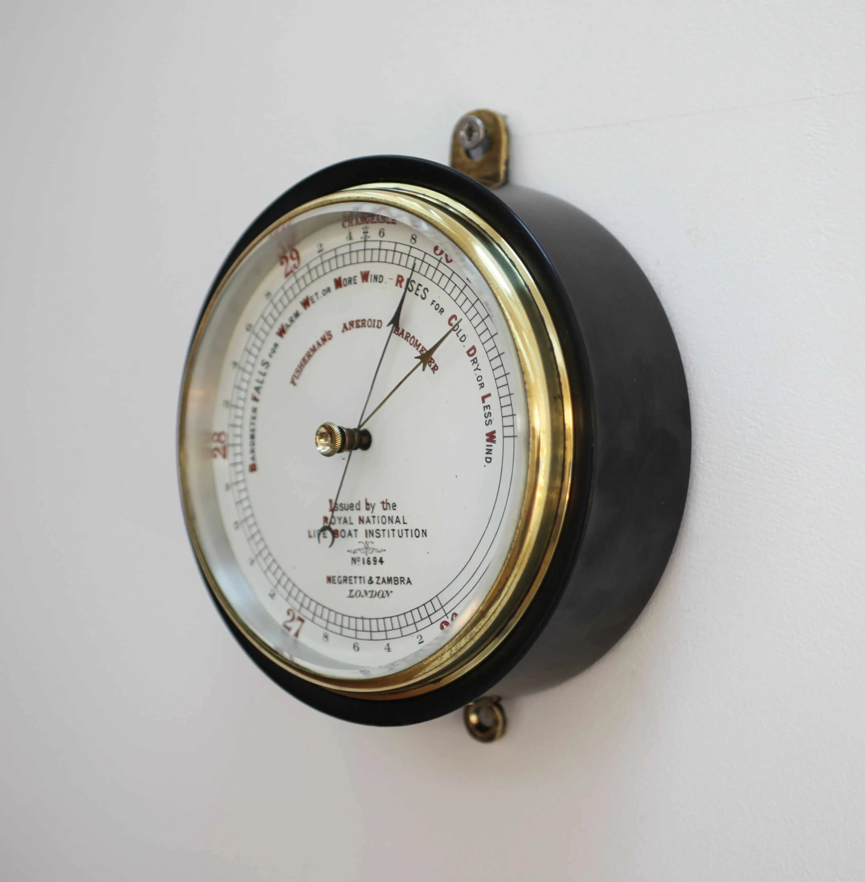 Victorian RNLI Fishermans Aneroid Barometer by Negretti & Zambra London - No 1694