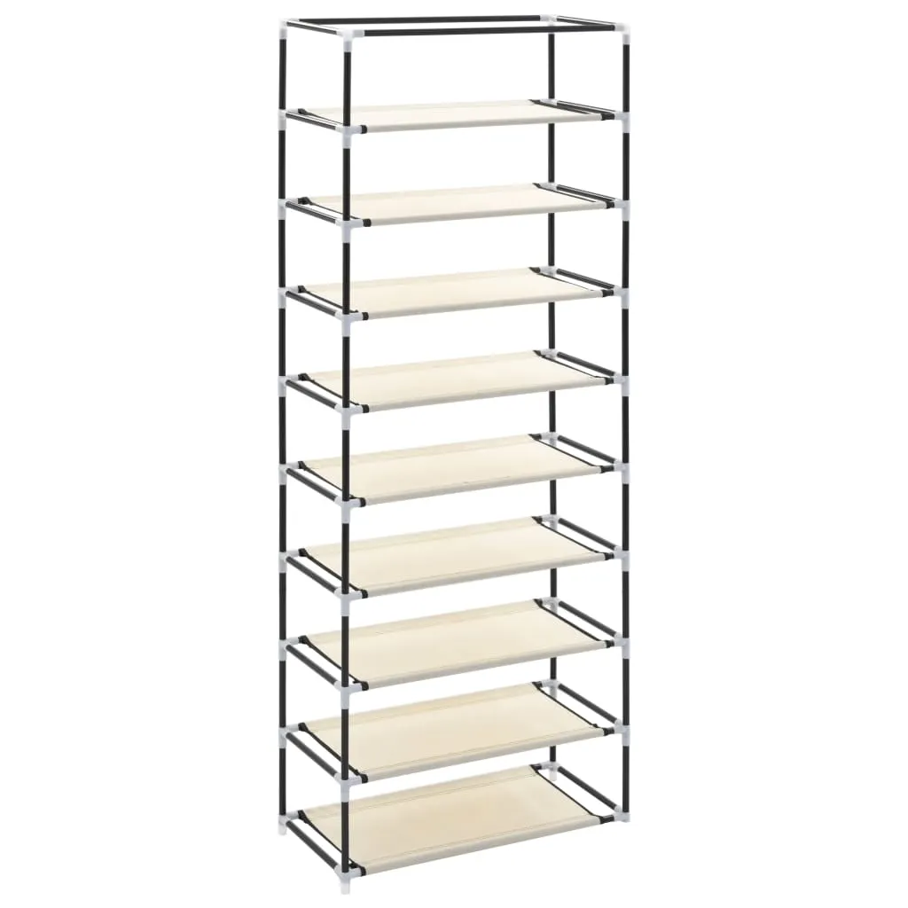 vidaXL Shoe Cabinet with Cover Cream 57x29x162 cm Fabric