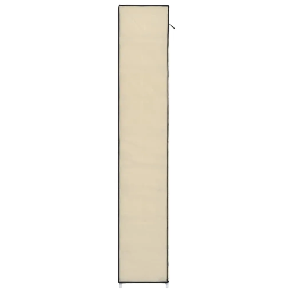 vidaXL Shoe Cabinet with Cover Cream 57x29x162 cm Fabric