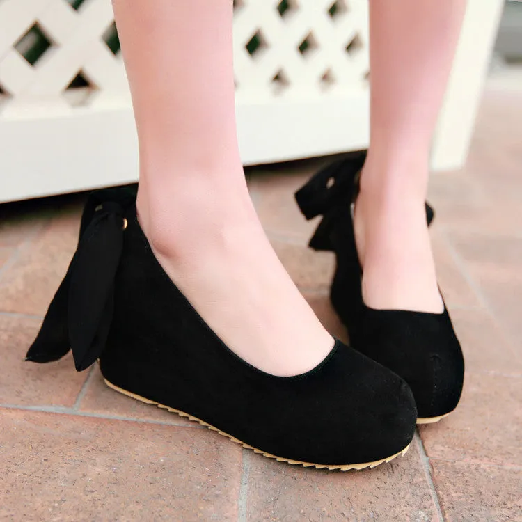 Women Ribbons Platform Wedge Heels Pumps