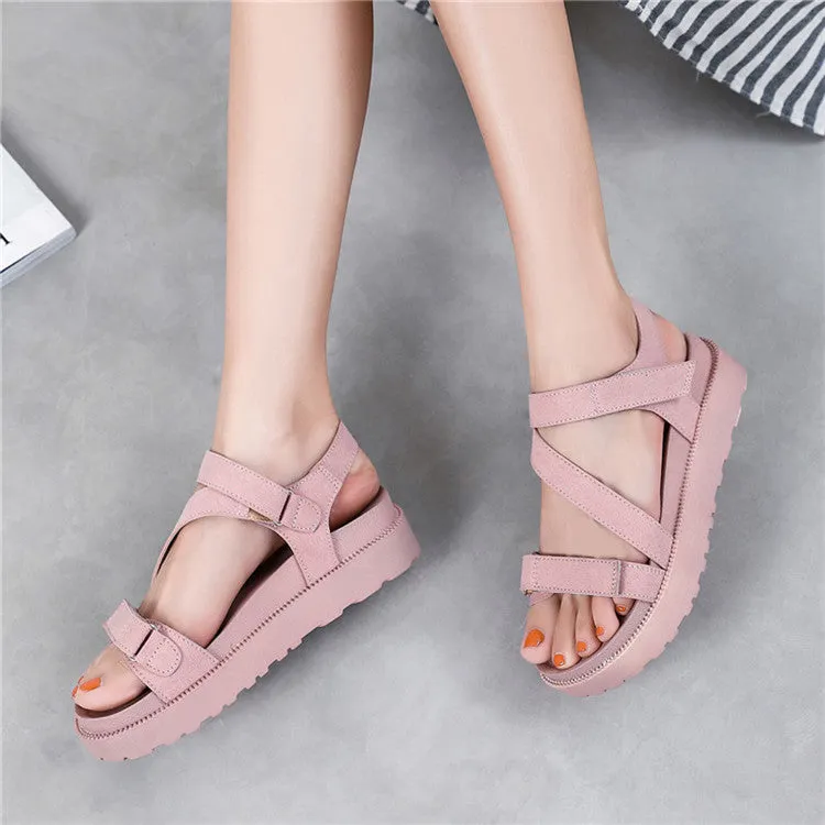 Women's Leather Platform Summer Sandals