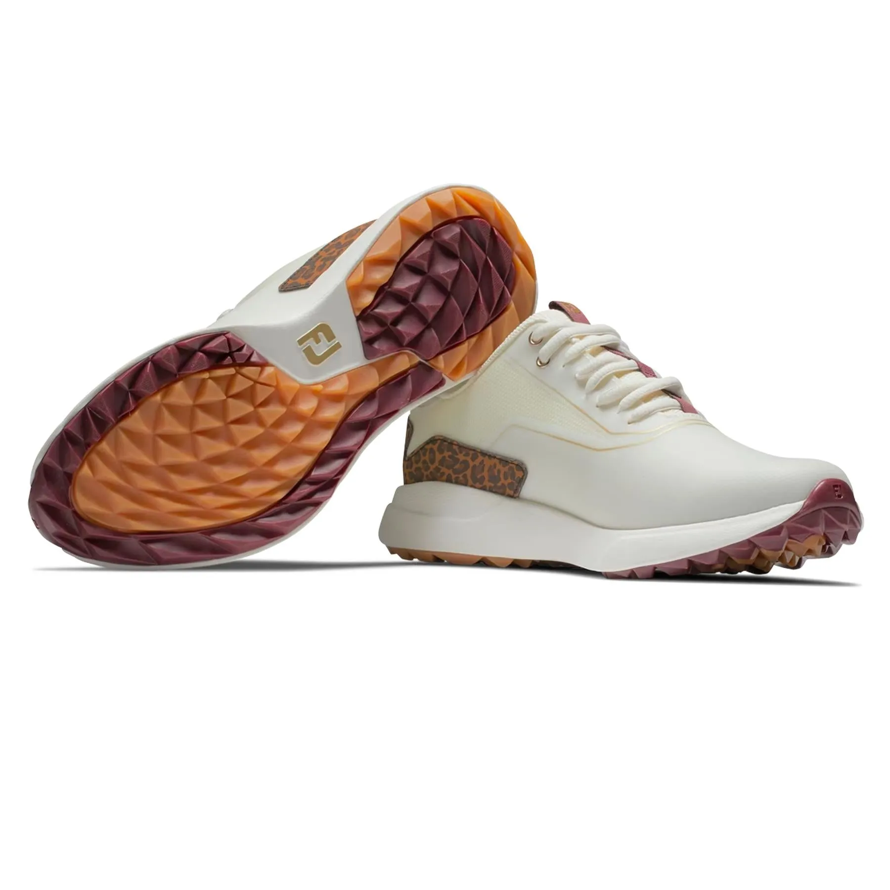 Womens Performa Spikeless Golf Shoes Cream/Leopard - 2025