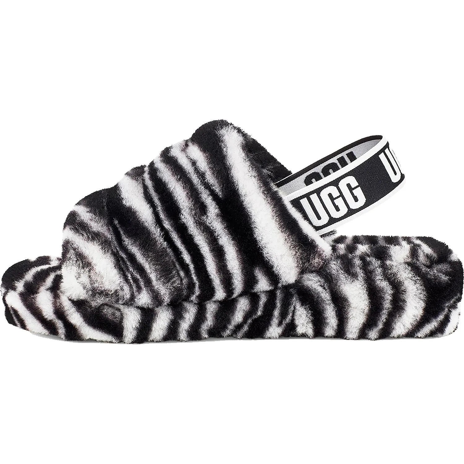 Women's UGG Fluff Yeah Slide Zebra Sheepskin