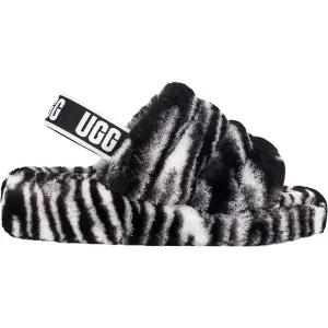 Women's UGG Fluff Yeah Slide Zebra Sheepskin