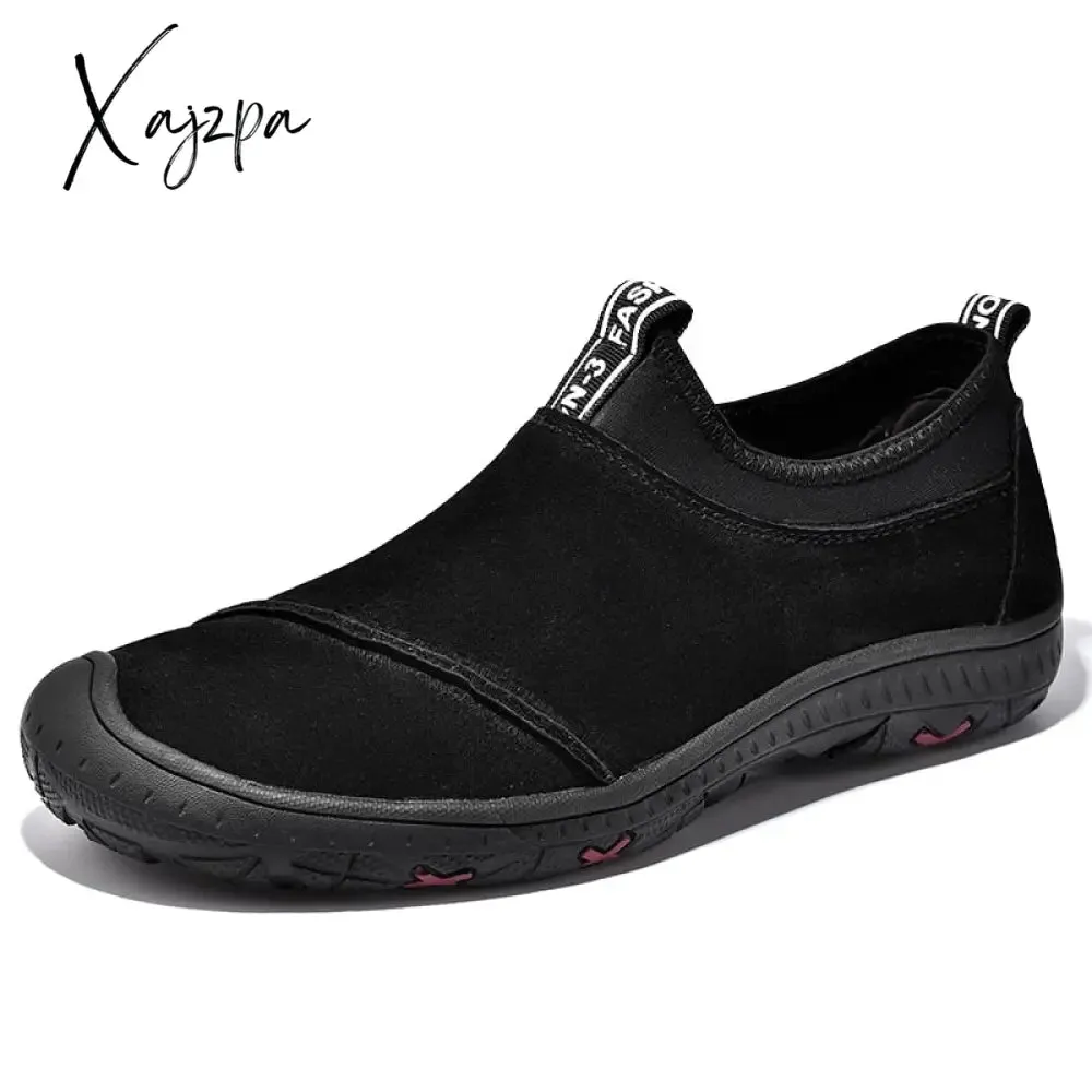 Xajzpa - Men Suede Leather Shoes Outdoor Men's Loafers Luxury Breathable Soft Men's Driving Shoes Non-Slip Handmade Walking Men Sneakers