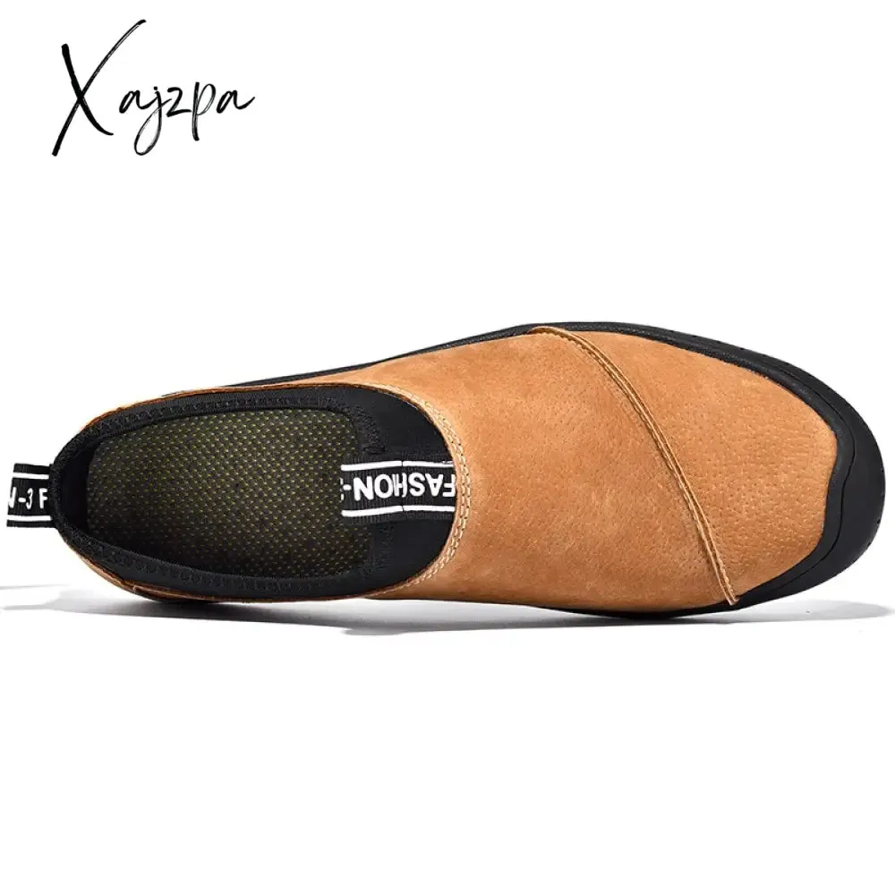 Xajzpa - Men Suede Leather Shoes Outdoor Men's Loafers Luxury Breathable Soft Men's Driving Shoes Non-Slip Handmade Walking Men Sneakers