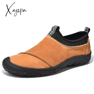 Xajzpa - Men Suede Leather Shoes Outdoor Men's Loafers Luxury Breathable Soft Men's Driving Shoes Non-Slip Handmade Walking Men Sneakers