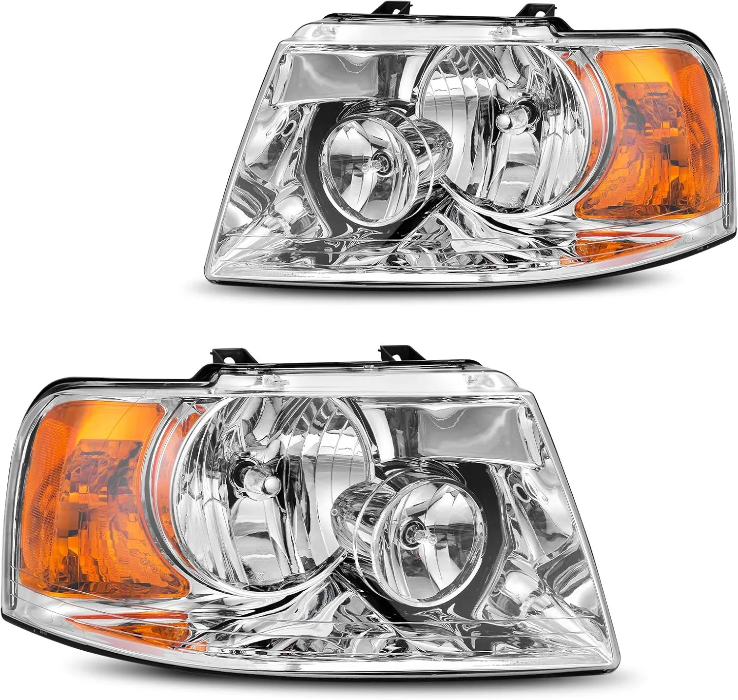 YITAMOTOR® Headlight Assembly Compatible with 2003 2004 2005 2006 Ford Expedition (Chrome Housing Clear Lens)