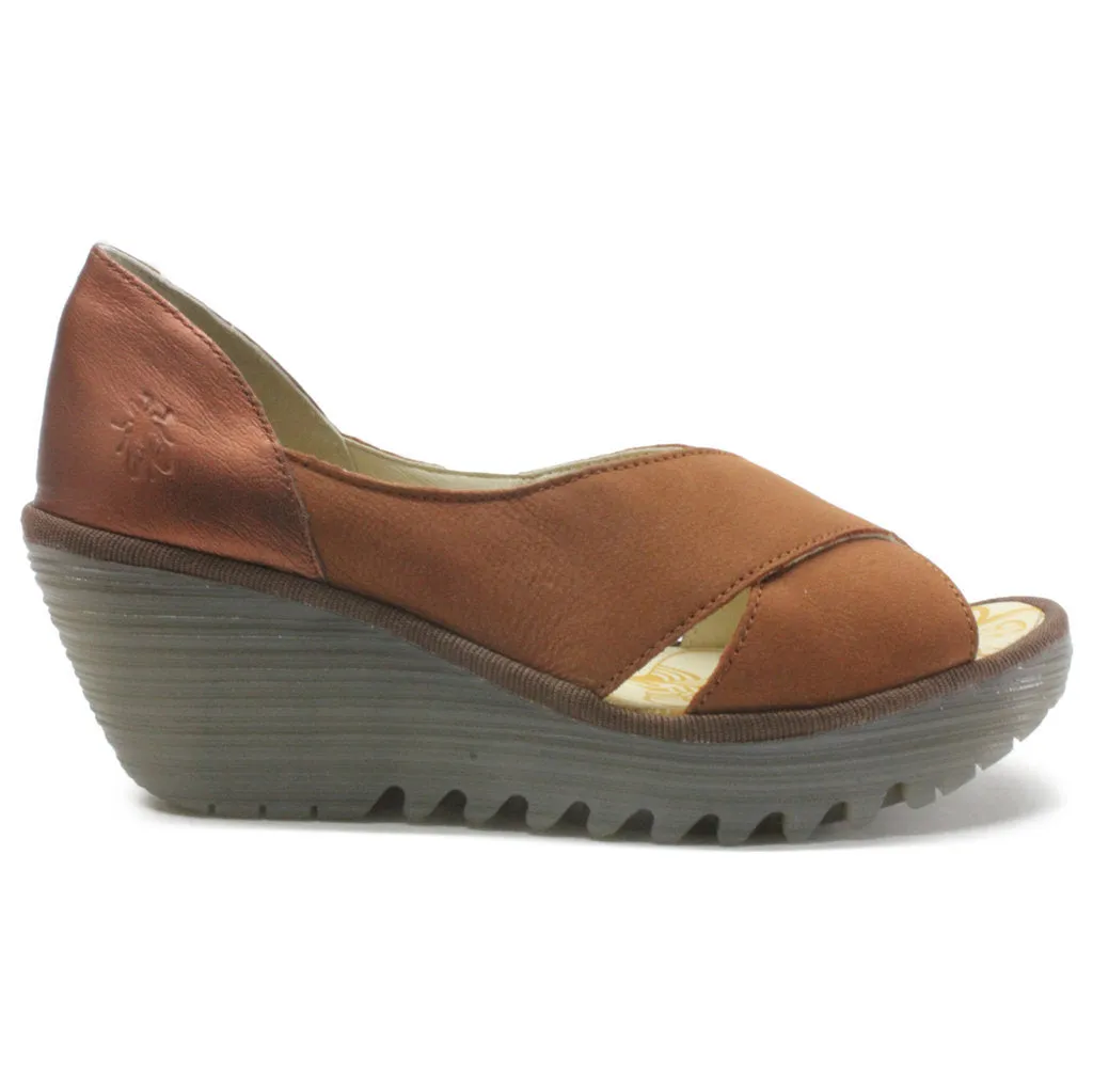 Yoma307Fly Cupido Mousse Leather Women's Wedge Heel Peep Toe Sandals